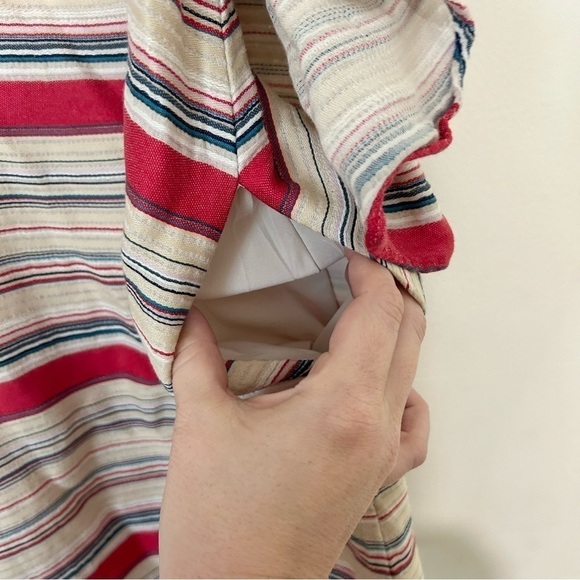 Tanya Taylor Striped Linen Blend Off the Should Swing Dress SIZE 6 - Picture 8 of 8